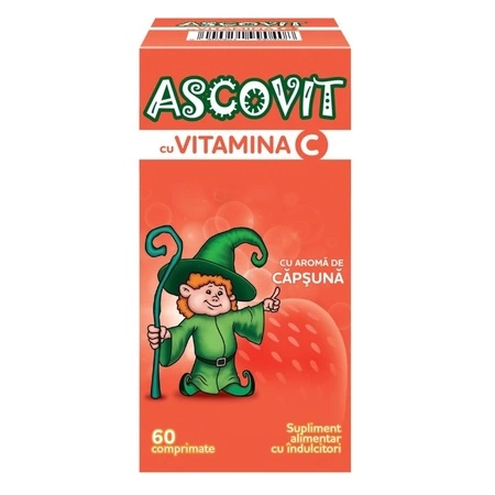 Ascovit Vitamina C aroma capsuni 100 mg