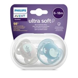 Avent Suzete Ultra Soft SCF091/15 pentru 6-18 luni Bleu/Gri