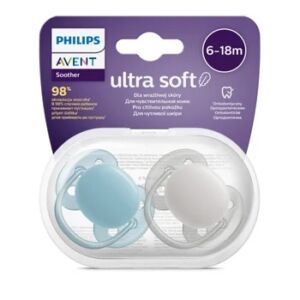 Avent Suzete Ultra Soft SCF091/17 pentru 6-18 luni Bleu/Gri
