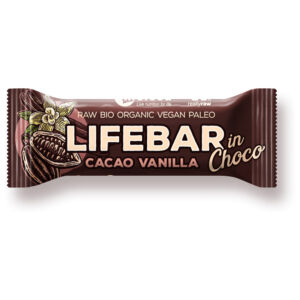 Baton cu cacao si vanilie in ciocolata raw Lifebar Bio