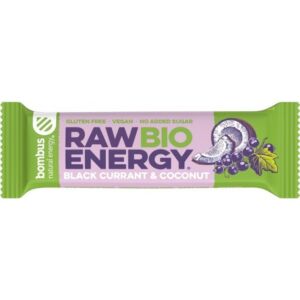 Baton energizant bio cu coacaze negre si nuca de cocos Raw Energy