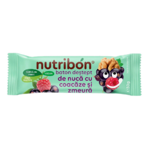Baton vegan nuca cu coacaza si zmeura