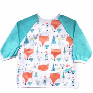 Bavetica cu maneca lunga si buzunar cu model alb de vulpe