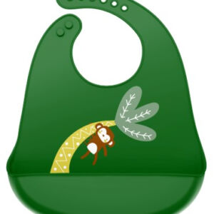 Bavetica din silicon cu buzunar cu model de maimuta