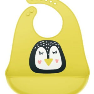 Bavetica din silicon cu buzunar cu model de pinguin
