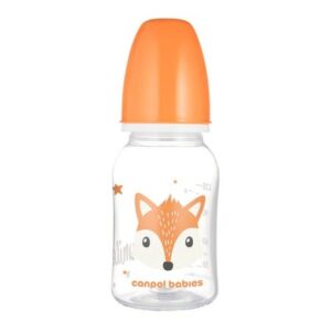 Biberon cu gat ingust PP Cute Animals 120 ml Orange – Canpol