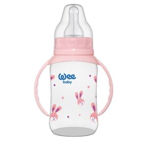 Biberon cu manere 150 ml+ tetina silicon rotunda - cod 744