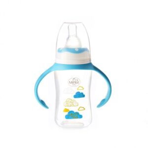 Biberon cu manere si tetina din silicon pentru +3 luni Baby