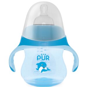 Biberon cu manere tip delfin albastru +6 luni