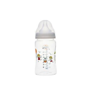 Biberon din sticla borosilicat cu gat larg 0 luni+ Baby