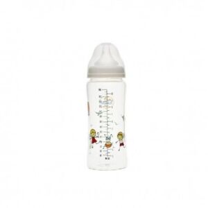 Biberon din sticla borosilicat cu gat larg 3 luni+ Baby