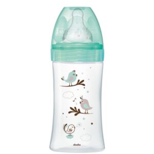 Biberon din sticla pentru initiere anti-colici 0-6 luni Debit 2 Pasari