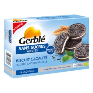 Biscuiti cu cacao umpluti cu crema de vanilie fara zahar adaugat