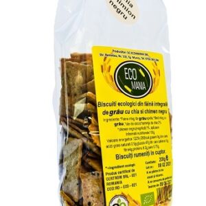 Biscuiti integrali cu chia si chimen negru Bio