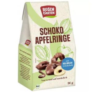 Bucati de mere glazurate in ciocolata cu lapte bio