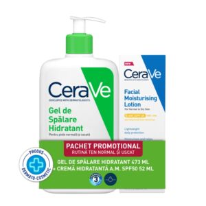 CeraVe Pachet Gel de Spalare Hidratant 473ml + Crema AM SPF 50