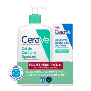 Cerave Pachet Gel Curatare Spumant 473ml + Gel-Crema Oil Control 52ml