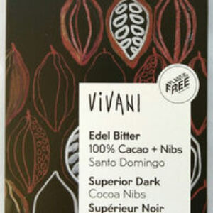 Ciocolata 100% cacao si bucati de ciocolata Bio