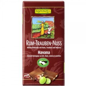 Ciocolata cu stafide alune si rom bio