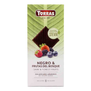 Ciocolata neagra 58% cu fructe de padure cu STEVIA