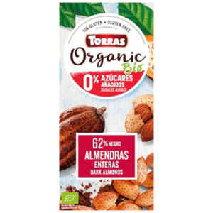 Ciocolata neagra cu migdale 62% fara zahar si gluten Organic Bio