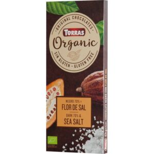 Ciocolata neagra cu sare de mare fara zahar si gluten 70% cacao Organic