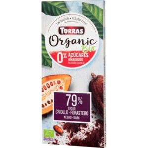 Ciocolata neagra fara zahar si gluten cu 79% cacao Organic Bio