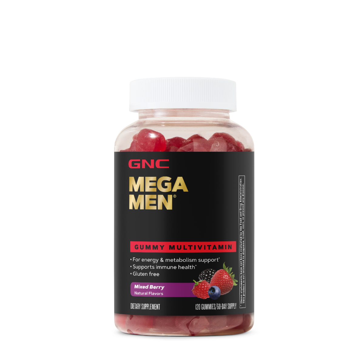 Complex de multivitamine pentru barbati cu aroma de fructe de padure Mega Men®