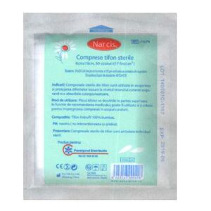 Comprese sterile din tifon 10cm x 8cm