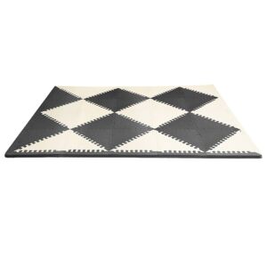 Covoras de joaca puzzle geometric Playspot Negru/Bej