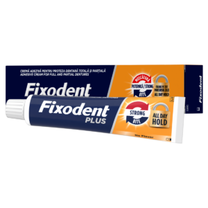 Crema adeziva Plus Strong Bite pentru proteza dentara completa si partiala