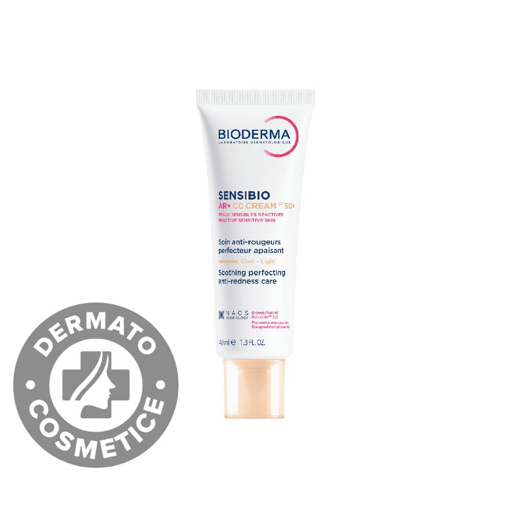 Crema corectoare cu protectie solara pentru piele reactiva cu roseata Sensibio AR+ CC Cream SPF 50+