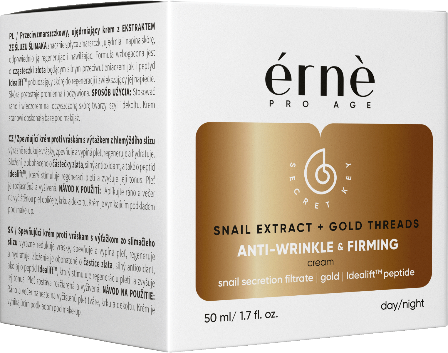 Crema tonifianta zi/noapte de fata antirid cu Mucus de melc si particule aur 24K