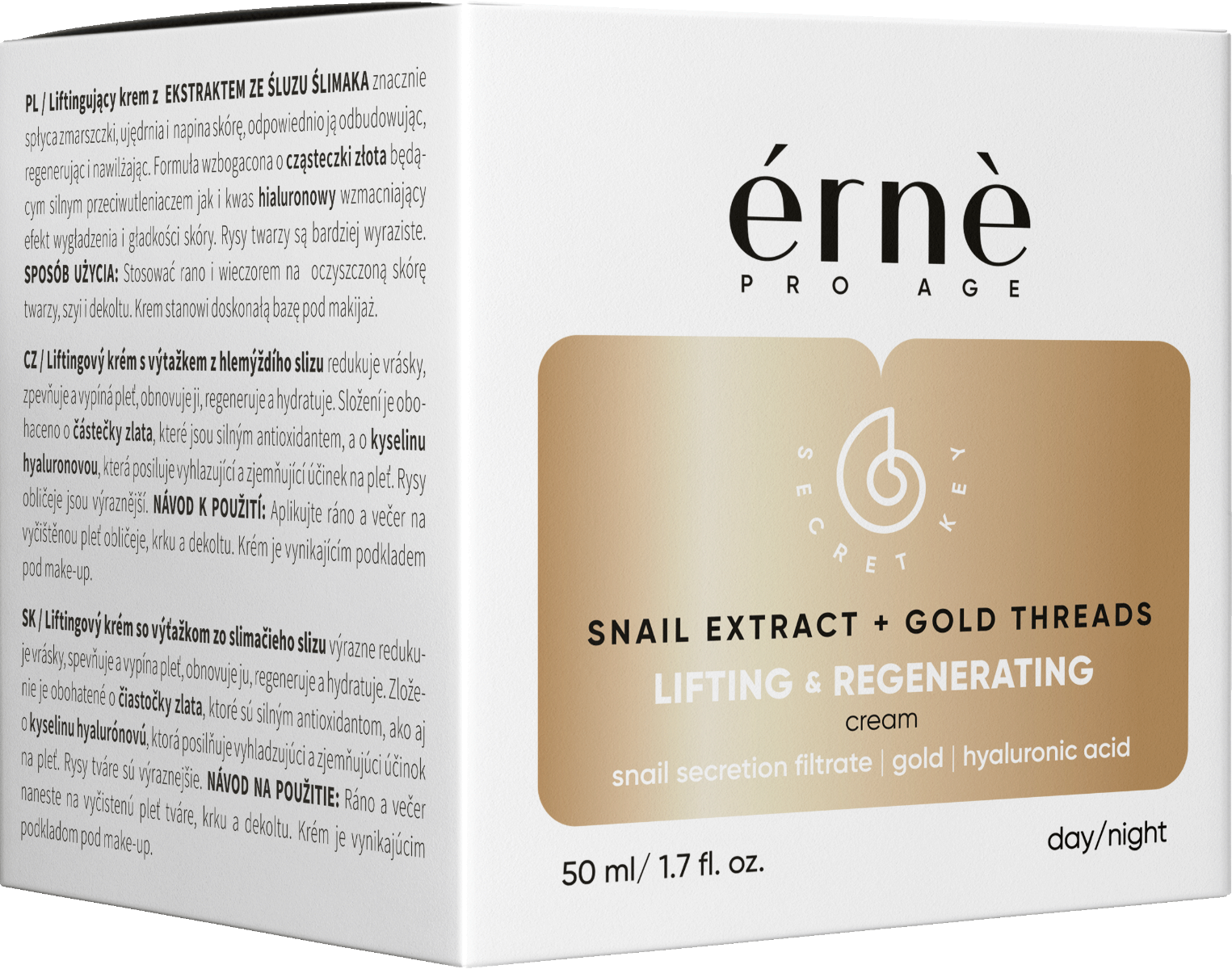 Crema zi/noapte de fata pentru lifting cu Mucus de melc si particule aur 24K