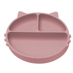 Farfurie compartimentata din silicon cu ventuza Kitty Old Rose 6 luni+