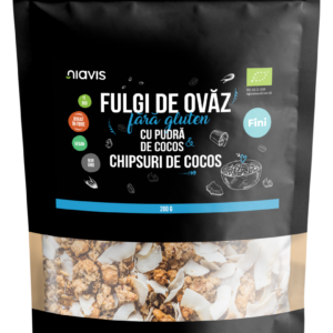 Fulgi de ovaz fini fara gluten cu pudra si chipsuri de cocos Eco