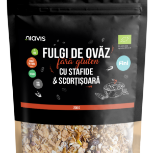 Fulgi de ovaz fini fara gluten cu stafide si scortisoara