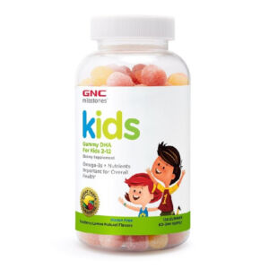 GNC Milestones Kids DHA Omega 3 pentru copii 2-12 ani cu aroma naturala de Zmeura si Lamaie 120 jeleuri