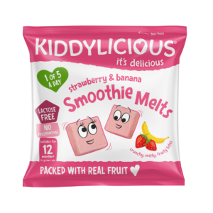 Gustare din bucati de piure de fructe cu capsuni si banane +12 luni