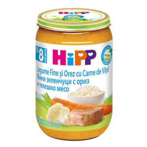 HIPP Legume Fine și Orez cu Carne de Vițel x 220g