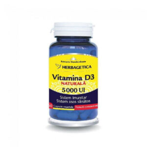 Herbagetica Vitamina D3 naturala 3000 UI x 60 capsule (pachet 1+1)