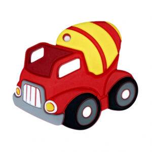 Jucarie pentru dentitie din silicon model de basculanta rosie