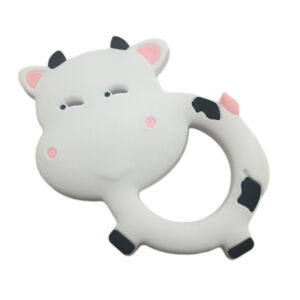 Jucarie pentru dentitie din silicon model de vacuta alba