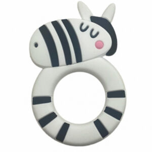 Jucarie pentru dentitie din silicon model de zebra alba