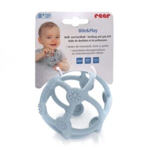Jucarie pentru dentitie si minge 2in1 albastra pentru +0 luni