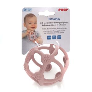Jucarie pentru dentitie si minge 2in1 roz pentru +0 luni