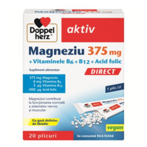 Magneziu 375 mg Direct + Vitaminele B6 + B12 + Acid folic