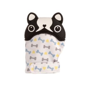 Manusa pentru dentitie cu model de catel negru