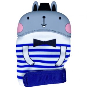 Manusa pentru dentitie cu model de iepuras gri