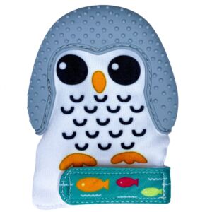 Manusa pentru dentitie cu model de pinguin gri